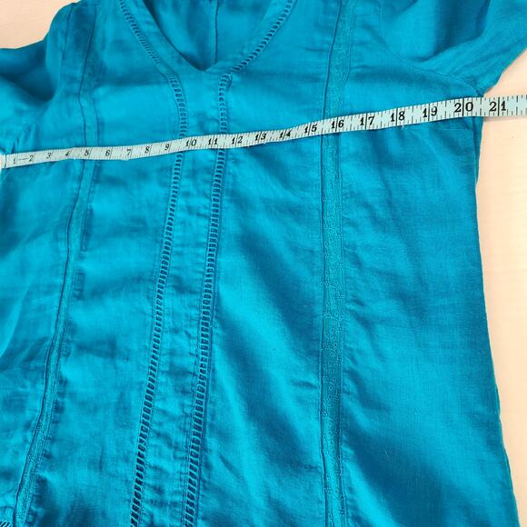 Soft Surroundings Women's 100% Linen Blue Leonie Tunic Size Small 3/4 Sleeves - Picture 11 of 15